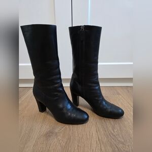 CHANEL Black Leather Boots